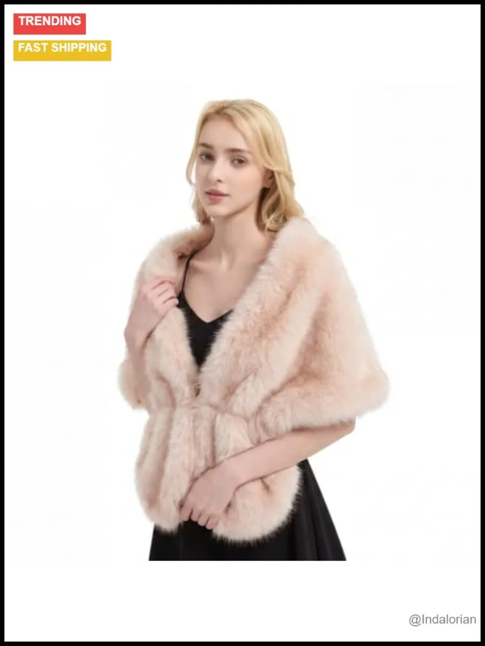 Luxury Faux Fur Shawl Fluffy Wrap for Wedding Party Fall Winter